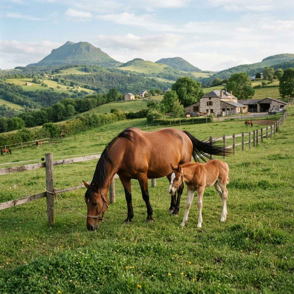 Élevage de chevaux au Centre de reproduction & élevage de Chantime, Saint-Ennemond