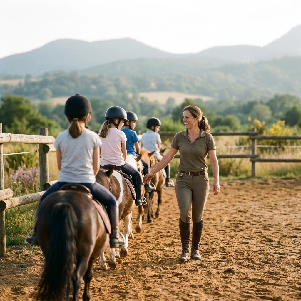 Cours de poney à Saint-Ennemond, Allier