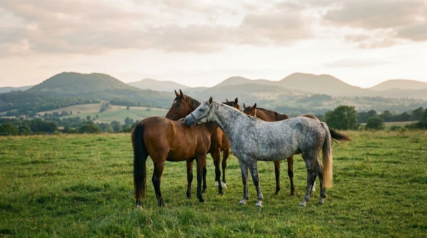 Les chevaux du Centre de reproduction & élevage de Chantime en liberté, Allier